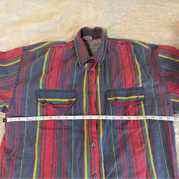 VTG Colorful Striped Button-Up Shirt - Size Large - Picture 5 of 7
